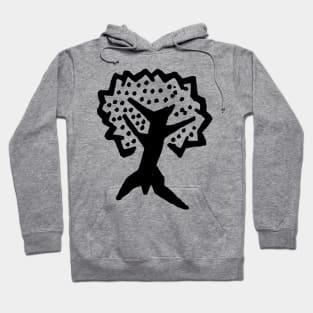 Black and White Apple Tree Doodle Art Hoodie